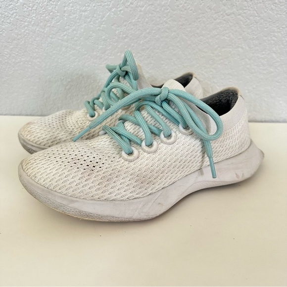 allbirds Shoes - Women’s Allbirds Tree Dasher 1 Active Shoe Blizzard White Teal Laces Size 6.5